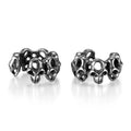 Stainless steel skull ear clip earrings with hollow geometry design and electroplated finish
