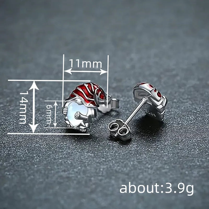 Women's heart-shaped Santa Claus earrings in white gold colour electroplated finish