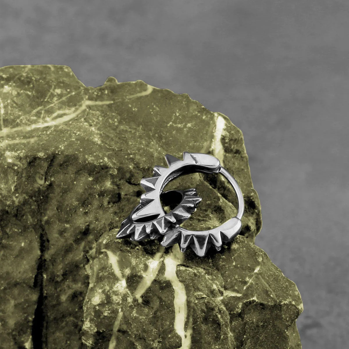 Stainless steel round ring earrings with polished steel colour finish