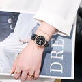 Women's automatic mechanical watch with 12mm thickness showing steel bracelet and leather strap options
