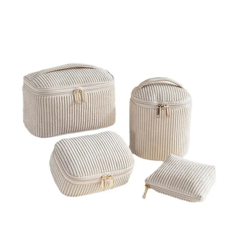 Flannelette makeup bag four-piece set in cube style with polyester construction