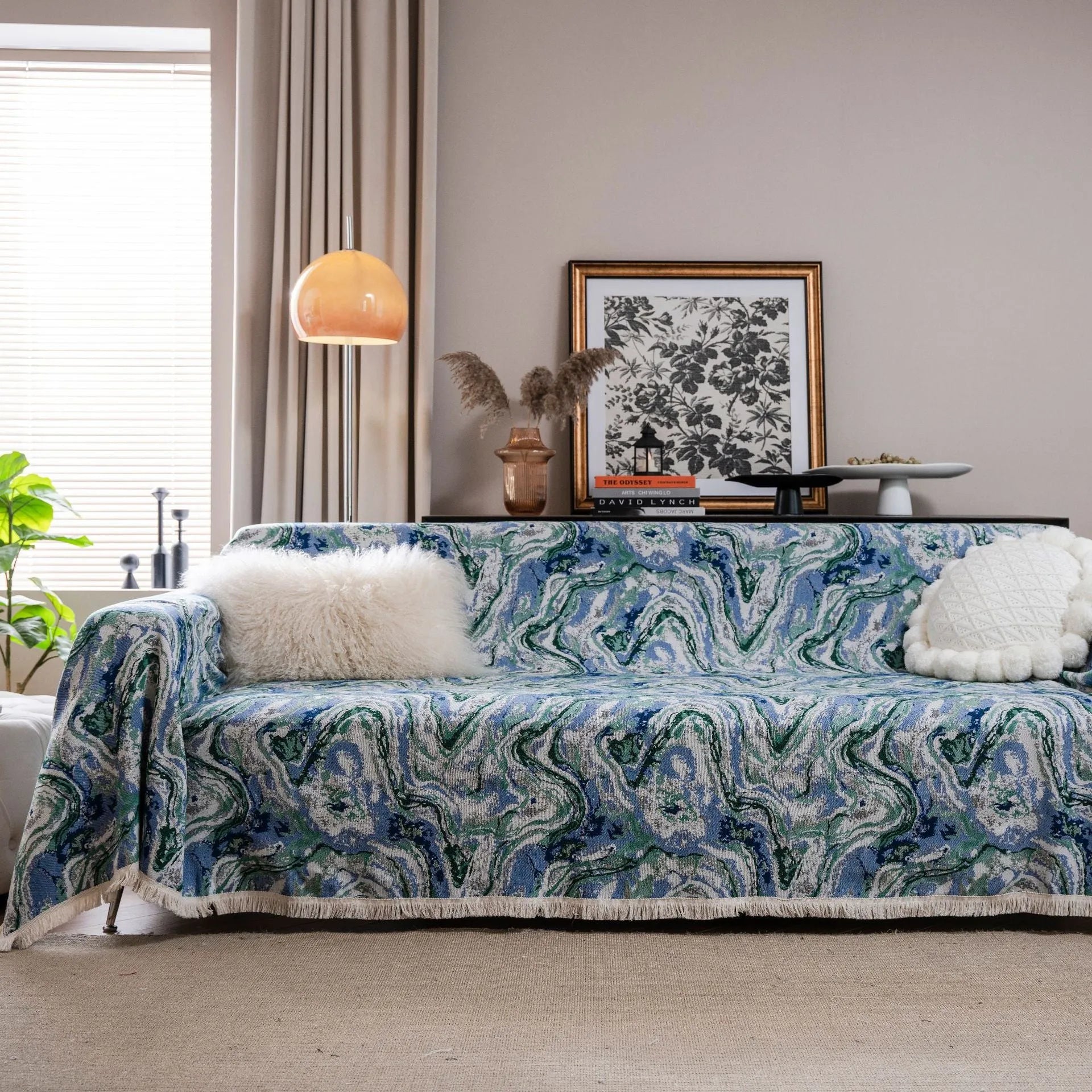 American country style jacquard floral pattern sofa cover in thick polyester cotton fabric