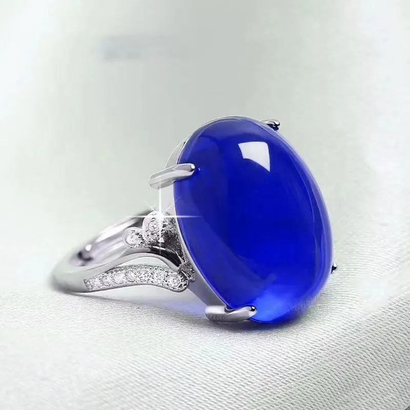 Adjustable geometric ethnic alloy ring with natural sapphire detailing in multiple colour options