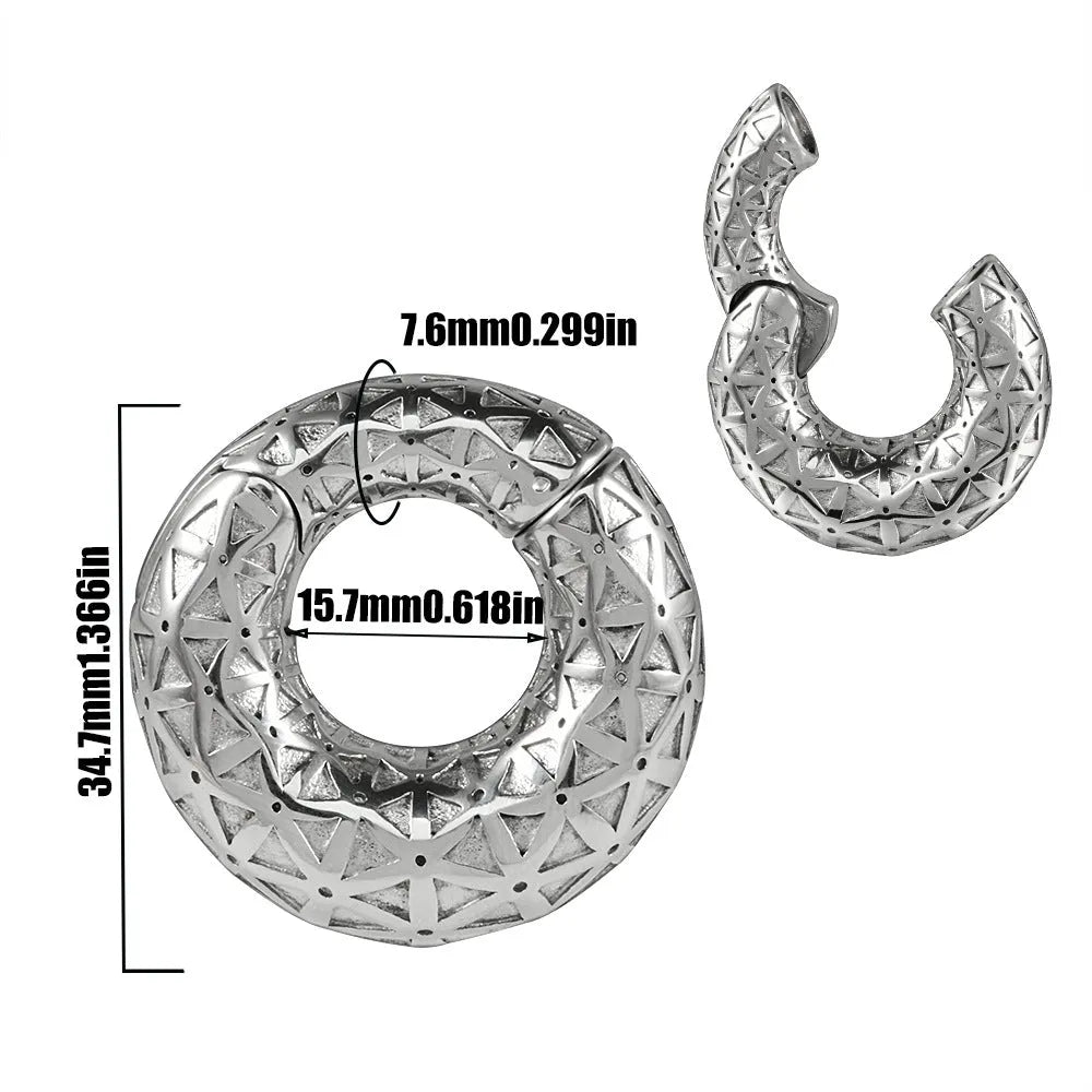 Fashion stainless steel totem pattern earrings showing electroplated colour options for OL style dressing