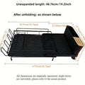 Retractable carbon steel kitchen dish drain rack for cutlery and cups on a countertop