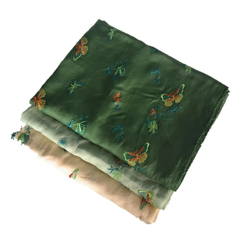 Pure ramie Hanfu embroidery fabric showing texture and available colour options