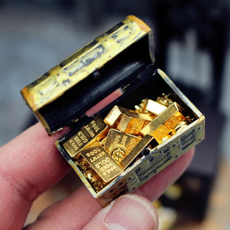 Alloy gold coin treasure box doll house miniature ornaments for teenage visual development