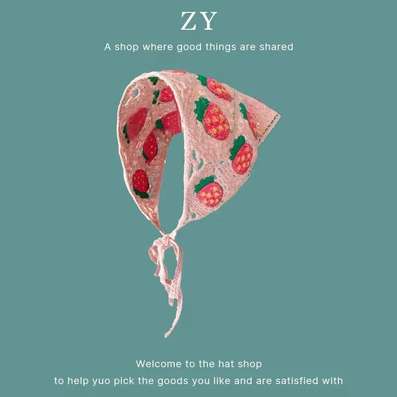 Cotton triangle headscarf with floral pattern options for women's autumn winter wear