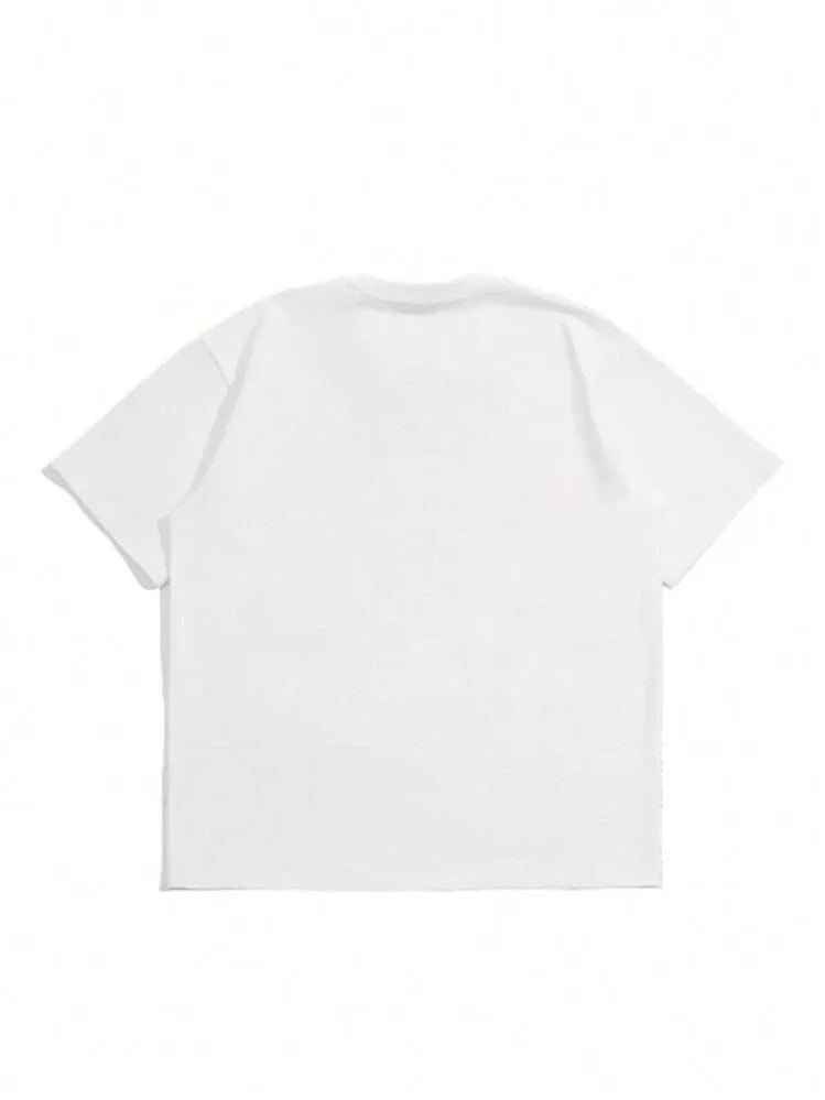 Men's pure cotton Japanese retro style T-shirt in dark grey, short sleeve casual design