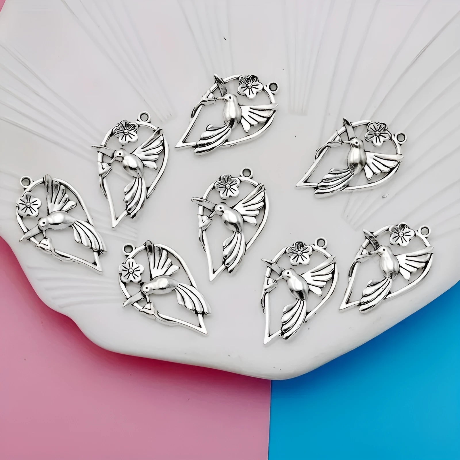 Alloy magpie cuckoo bird pendant with electroplated finish for DIY jewellery making