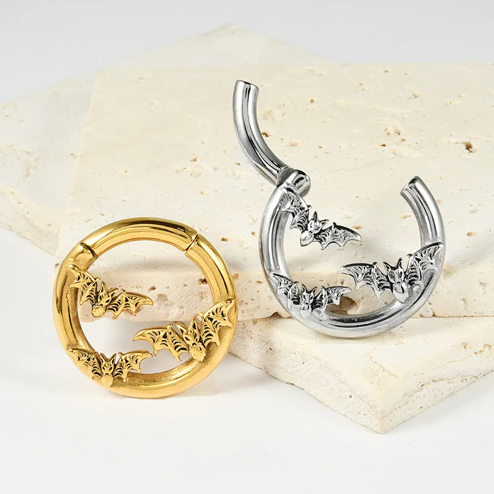 Fashion stainless steel totem pattern earrings showing electroplated colour options for OL style dressing