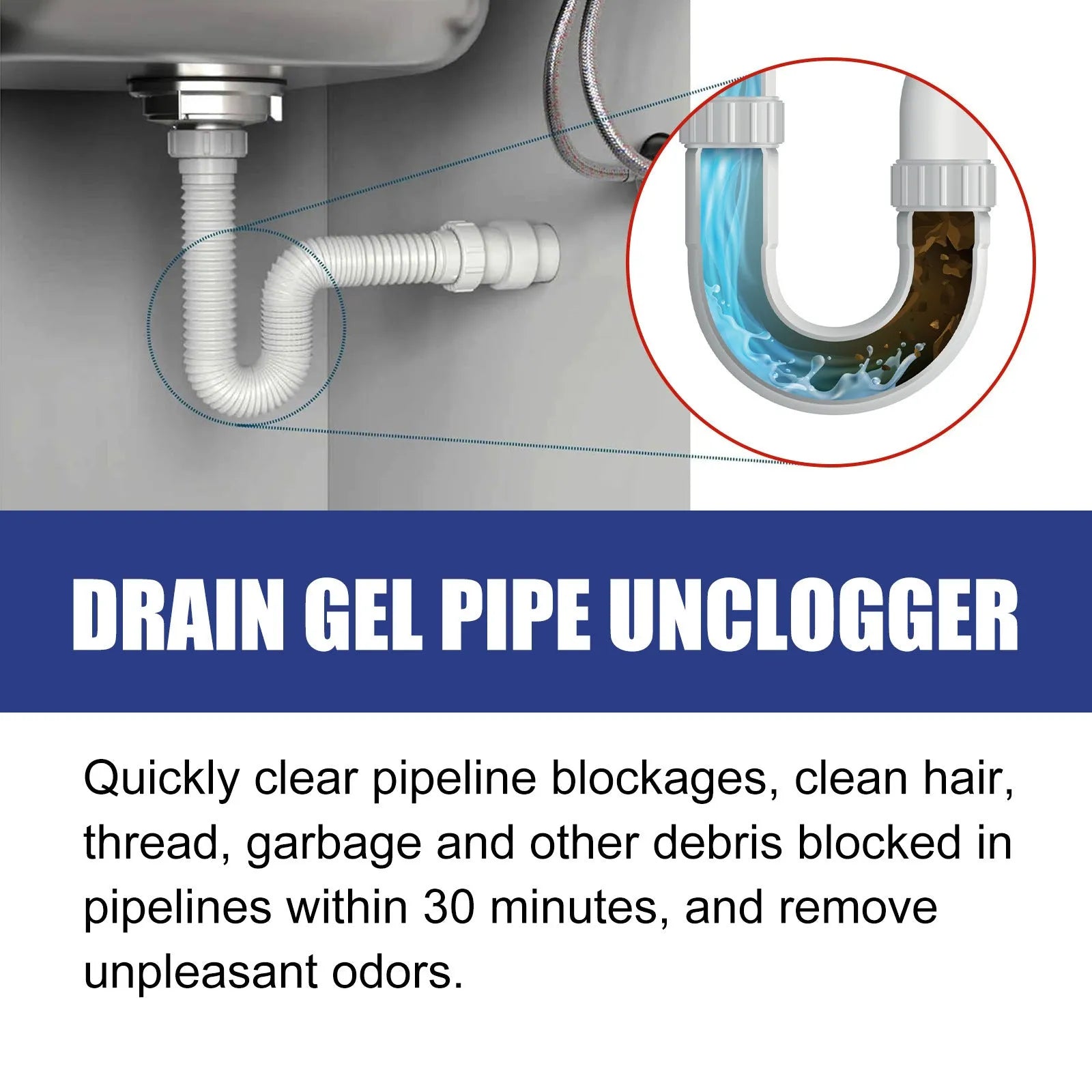 Pipe dredge agent 100g cleaning gel in 11cm container for sewer and toilet pipe maintenance