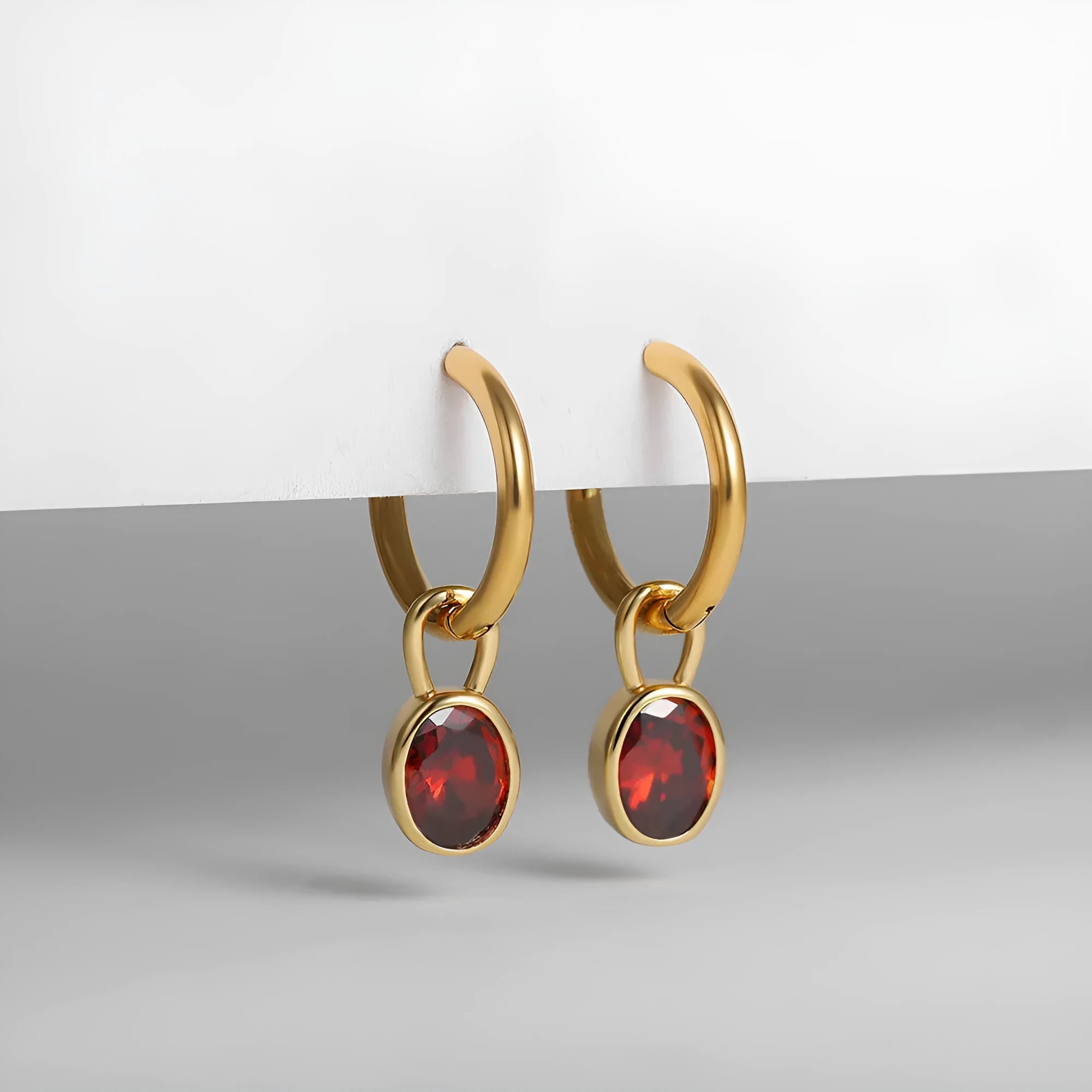 Women's retro simple oval zircon earrings in copper, shown in one of six available colours.