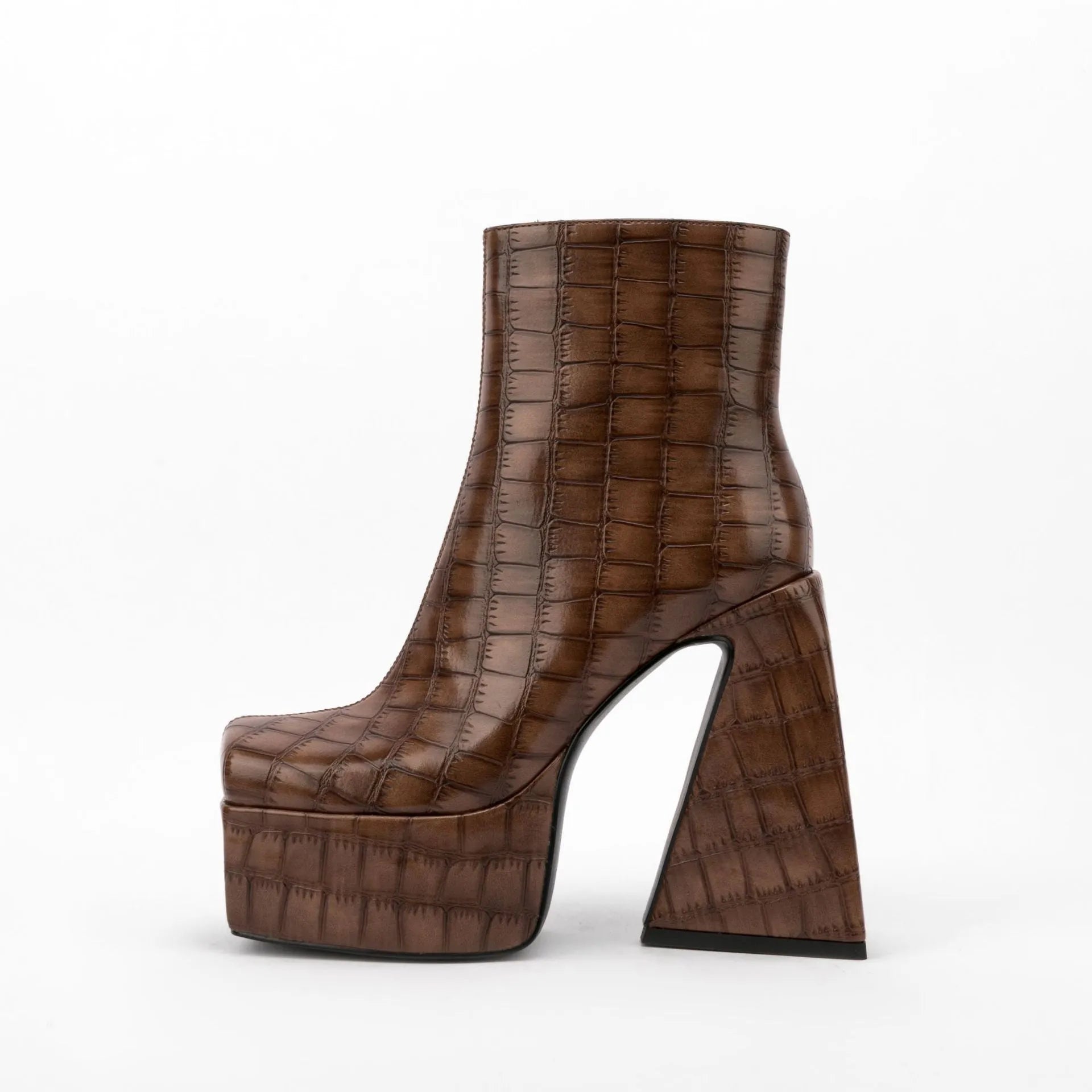 Women's solid-colour ankle boots with a high heel, shown in available shades.