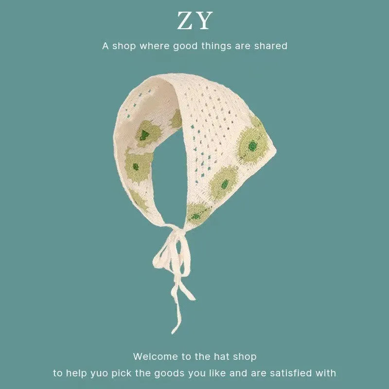 Cotton triangle headscarf with floral pattern options for women's autumn winter wear