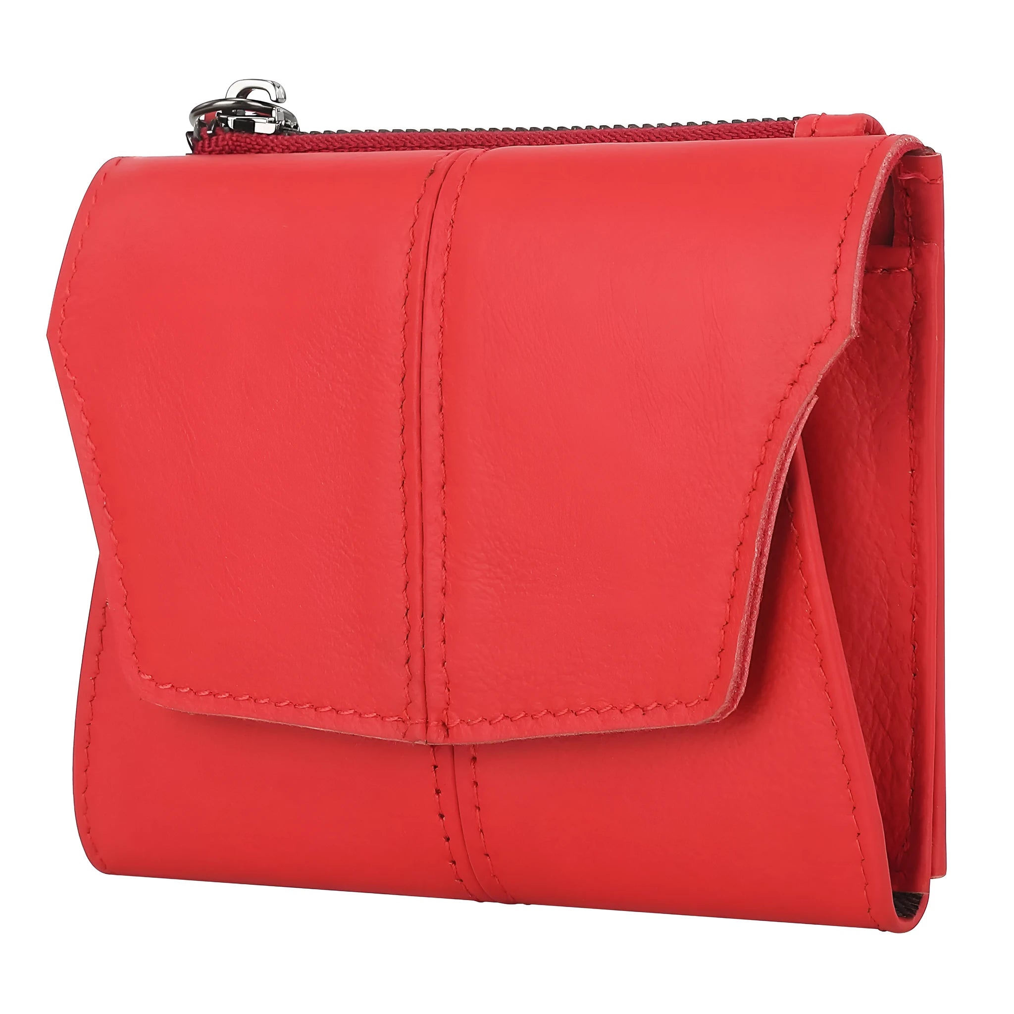 Genuine cowhide leather coin purse with stitching detail in six colour options