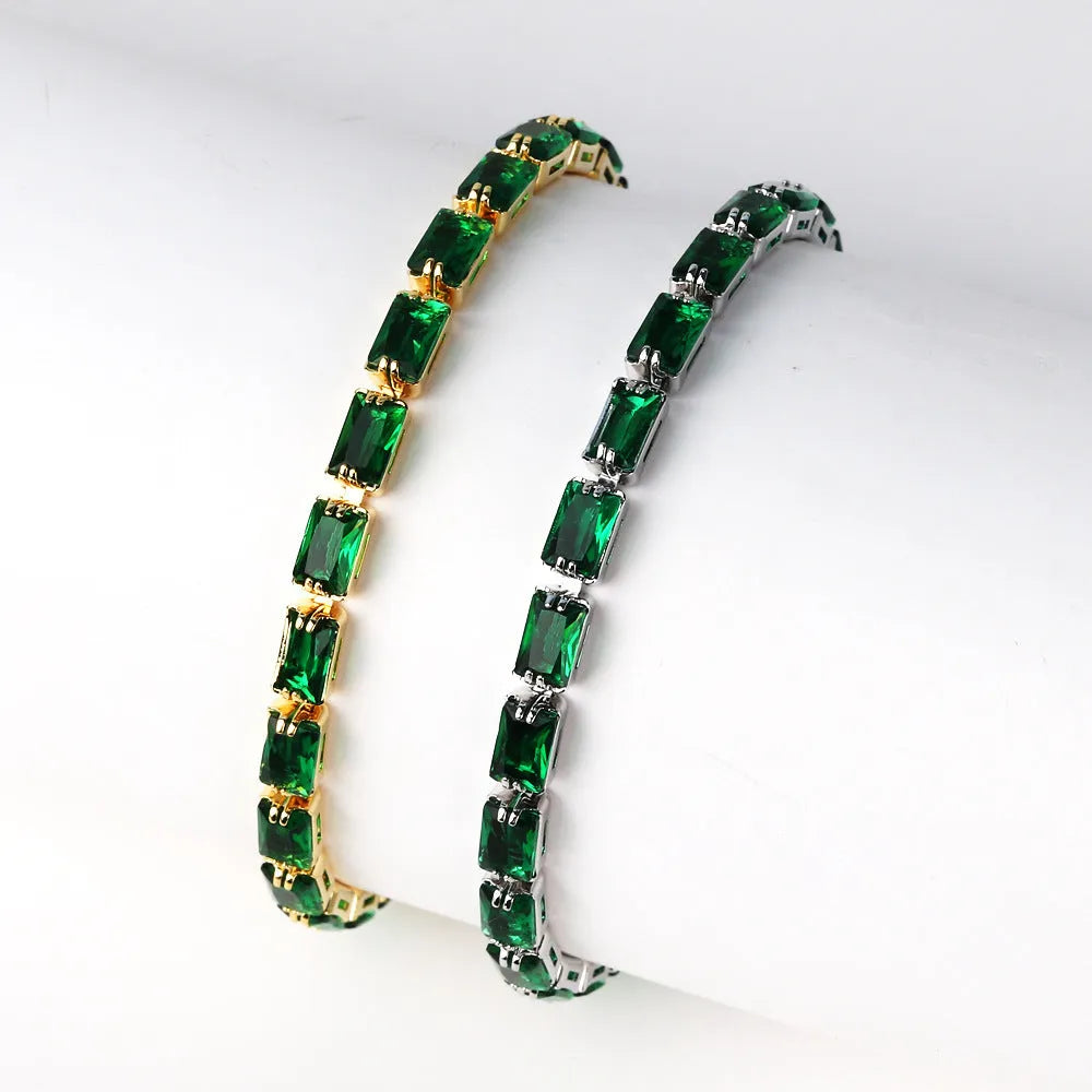 Gold or platinum electroplated women's bracelet with coloured zircon stones in ins style.
