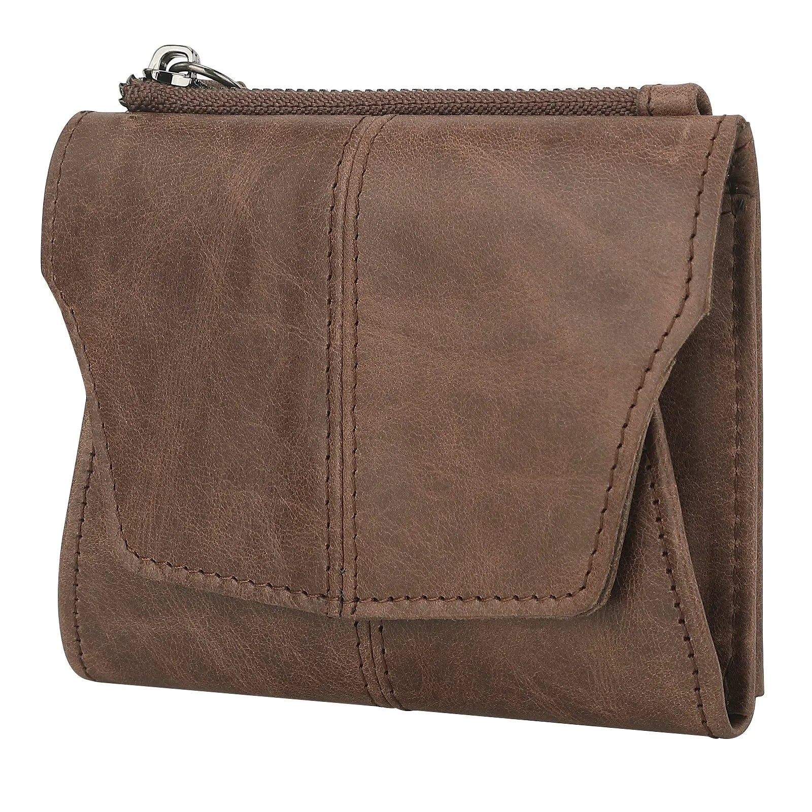 Genuine cowhide leather coin purse with stitching detail in six colour options