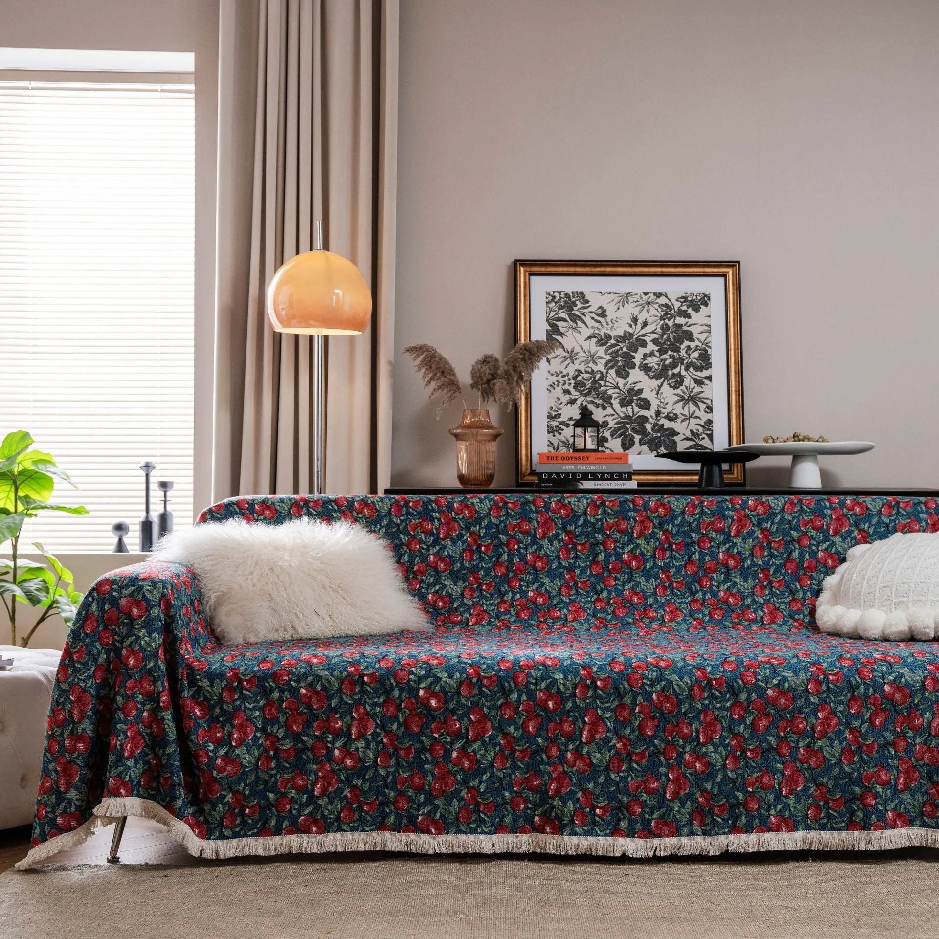 American country style jacquard floral pattern sofa cover in thick polyester cotton fabric