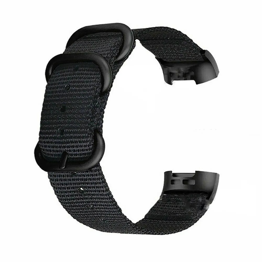 Fitbit Charge nylon replacement strap with three-ring buckle in Army Green colour