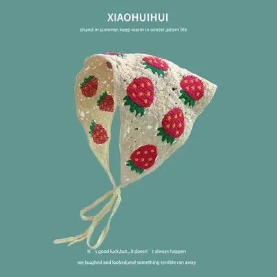 Cotton triangle headscarf with floral pattern options for women's autumn winter wear