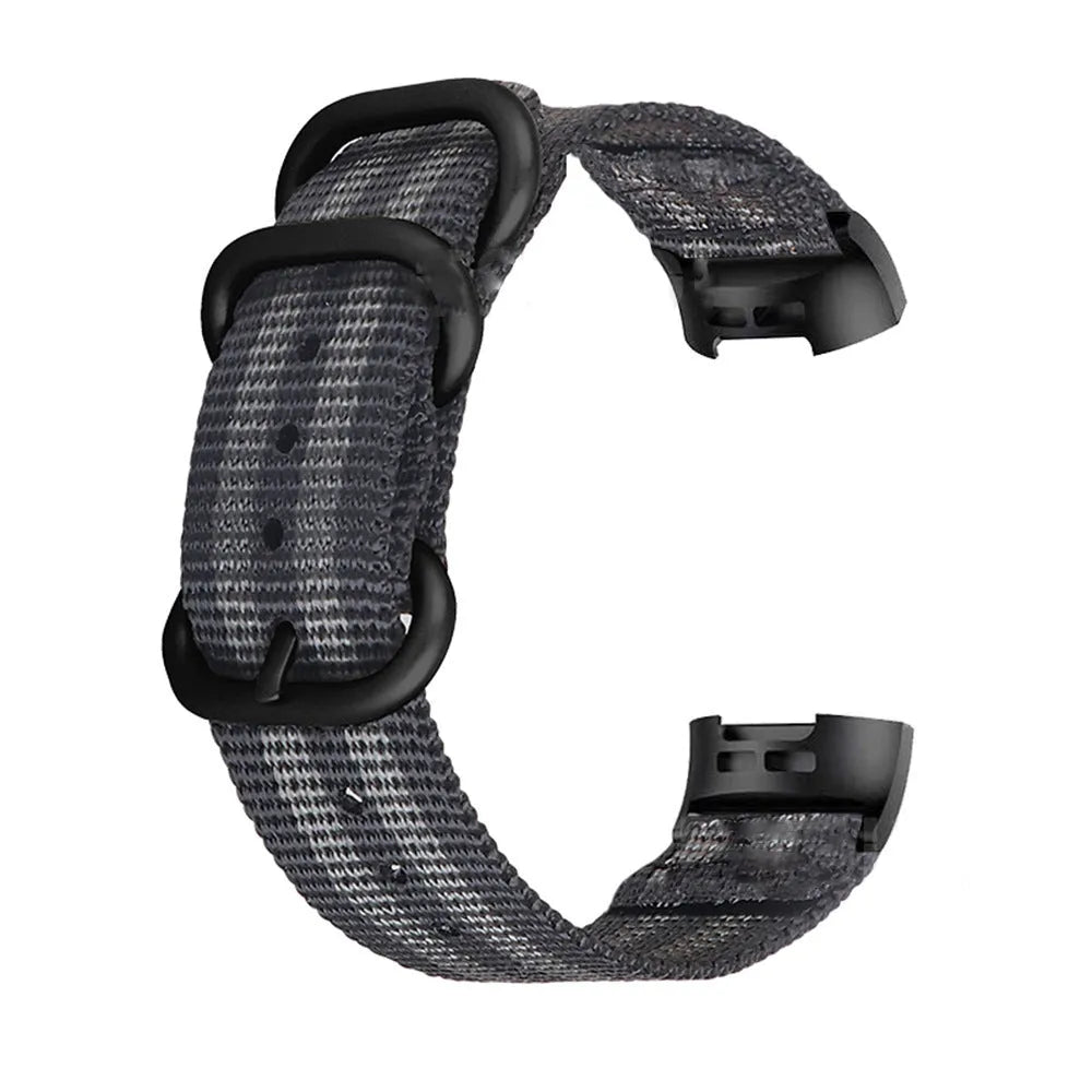 Fitbit Charge nylon replacement strap with three-ring buckle in Army Green colour
