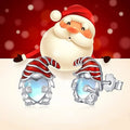 Women's heart-shaped Santa Claus earrings in white gold colour electroplated finish