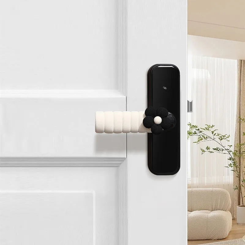 Round flower pattern door handle protective cover in multiple colour options