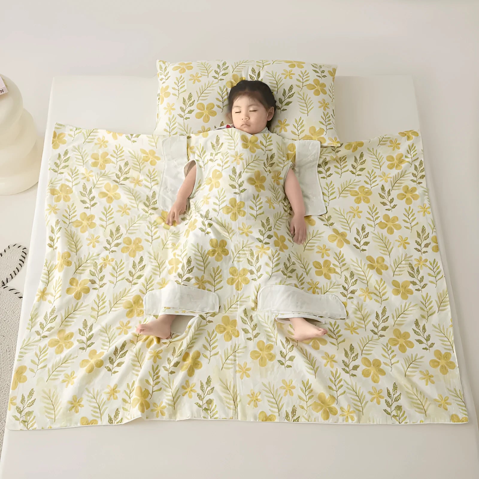 Anti-kick summer blanket in a themed colour like Cloud Bear Star Dream, shown with a matching pillowcase.