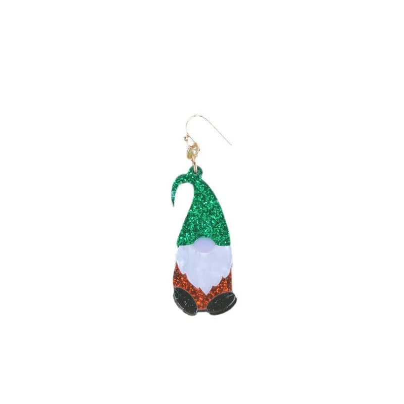 Santa Claus cartoon character acrylic fashion earrings showing three colour variations