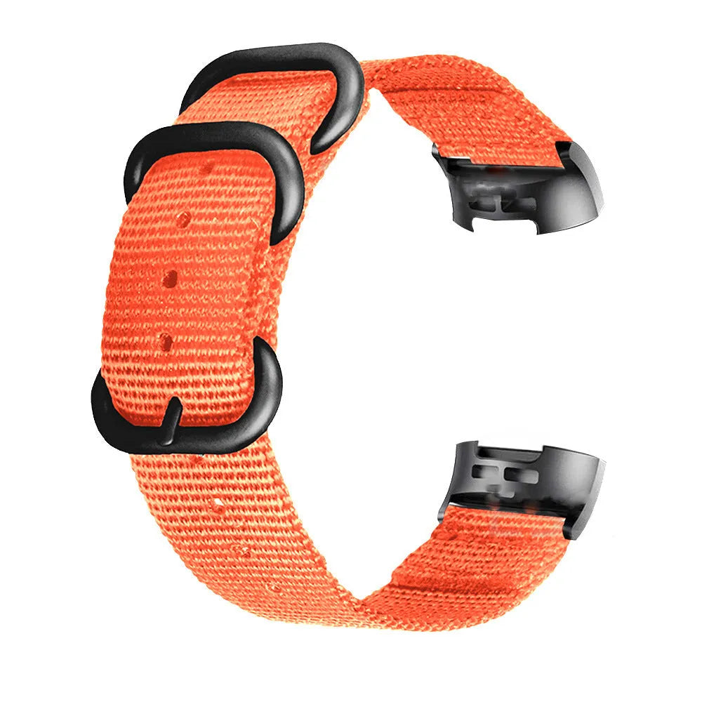 Fitbit Charge nylon replacement strap with three-ring buckle in Army Green colour