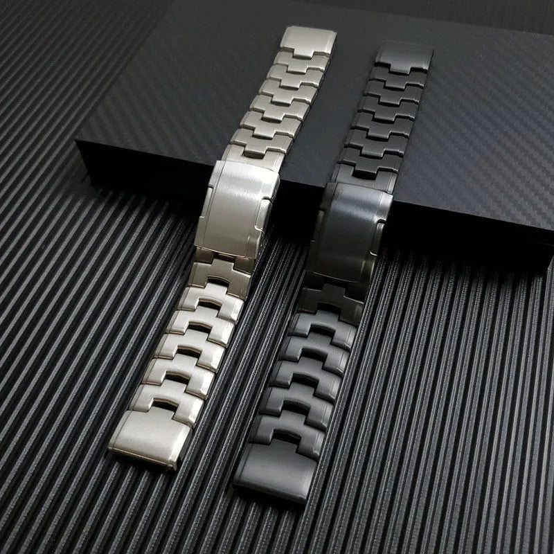 Simple silver, black, and titanium colour watch straps for Garmin Jiaming Fenix series in 22mm and 26mm widths