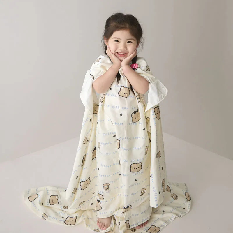 Anti-kick summer blanket in a themed colour like Cloud Bear Star Dream, shown with a matching pillowcase.