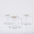 Transparent solid colour spill-proof drinking cup made from lightweight PP material.