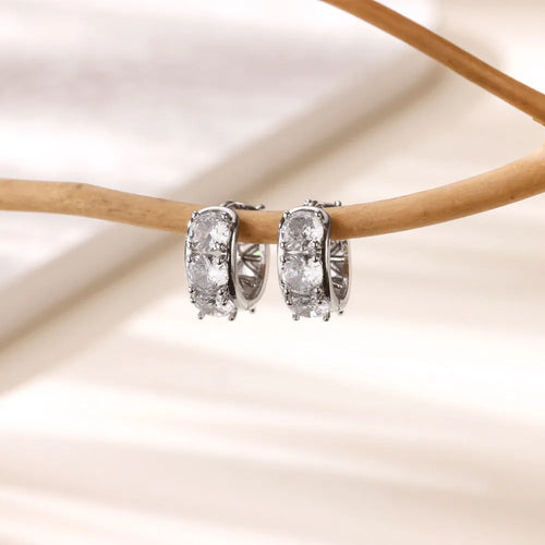 Women's U-shaped clip earrings with zircon stone inlay on stainless steel alloy, colour E5772P