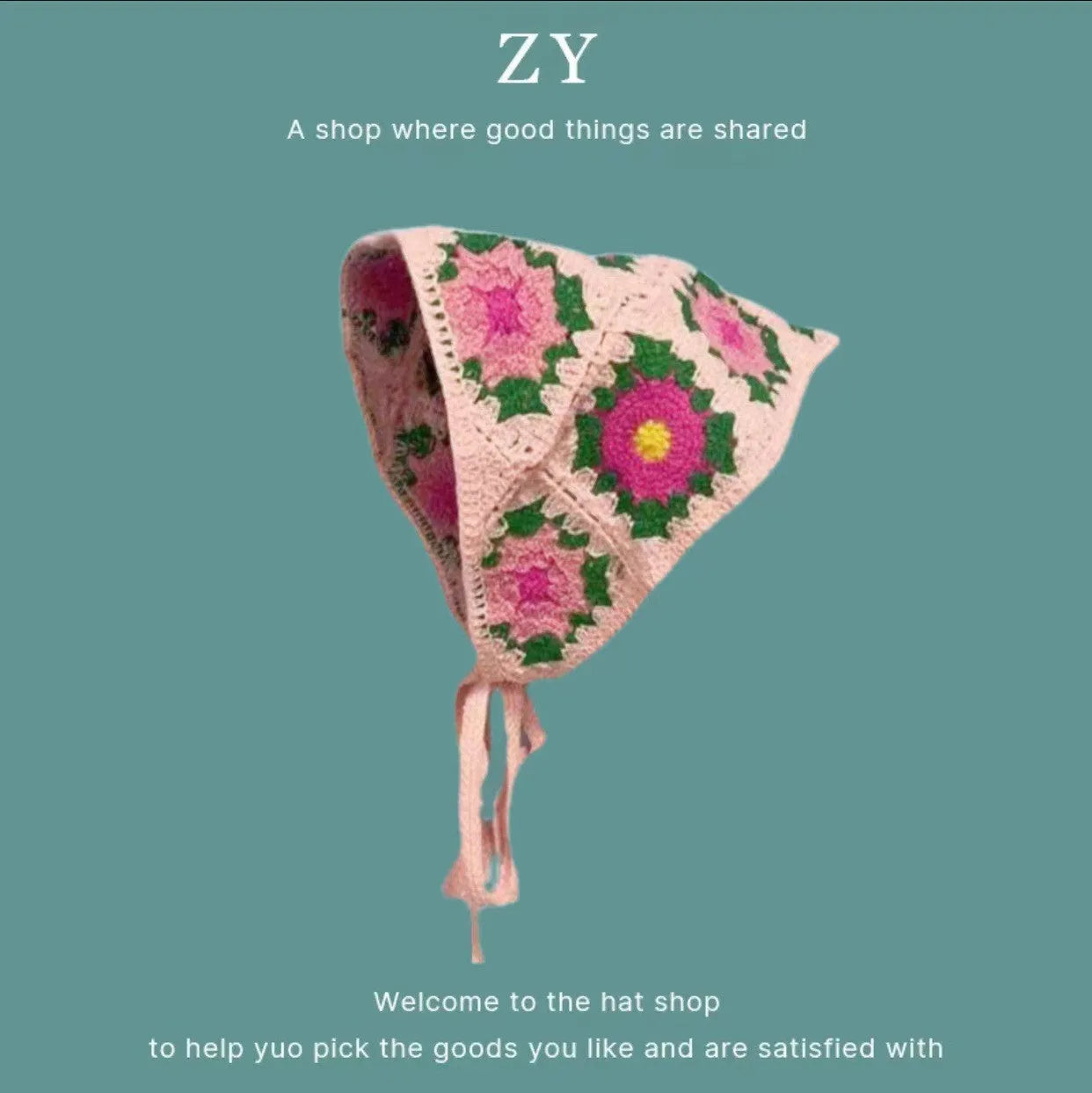Cotton triangle headscarf with floral pattern options for women's autumn winter wear