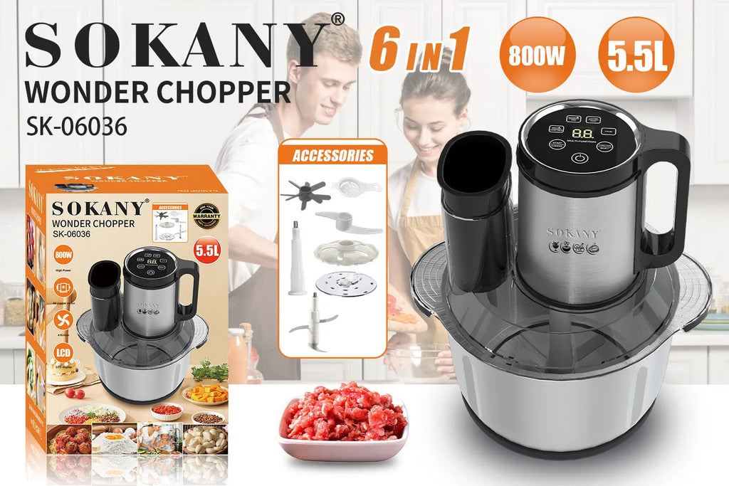 Stainless steel semi-automatic meat grinder with vegetable cutting and sausage making functions