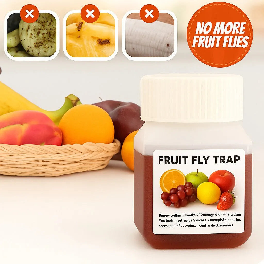 Bottle of SK003 fruit fly bait liquid for use in insect traps.