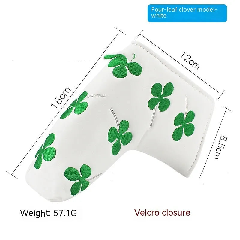 Golf putter sleeve with novelty design options for straight bar clubs