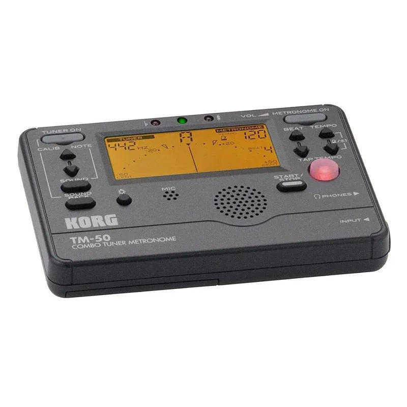 TM-60 digital metronome tuner in black or white plastic shell.