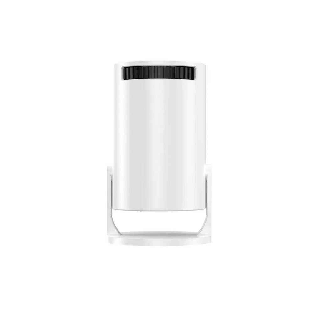 White mini wireless portable projector with 1080p resolution for home cinema use