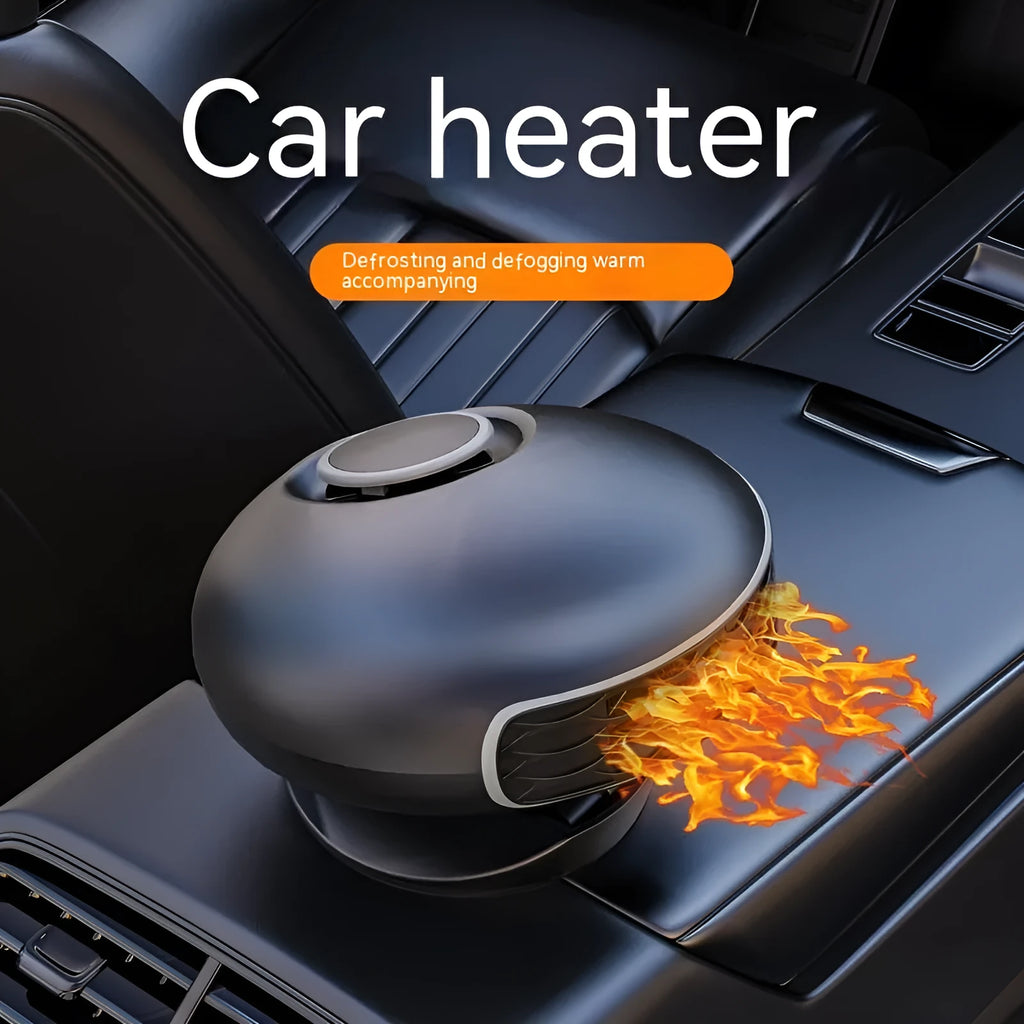 Black car warm air blower heater with power cable for vehicle window defrosting
