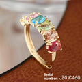 Women's gold adjustable zircon ring with retro European American styling