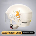 Khaki electric motorcycle half helmet with HD mirror lens on white background