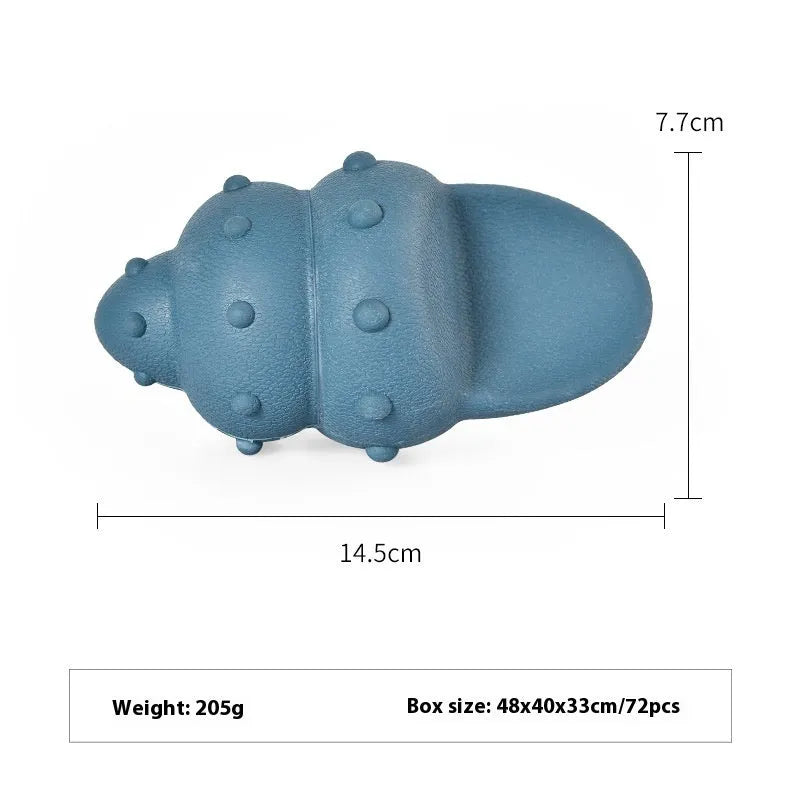 Deep sea shark shaped rubber dog chew toy in blue and green marine colours.