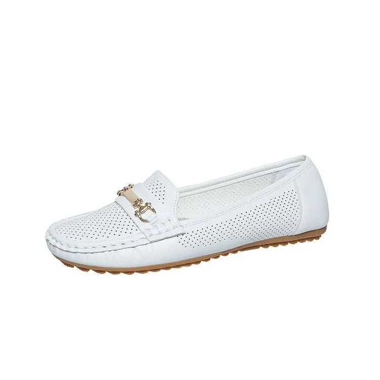 Women's flat casual shoes in artificial PU available in black, white and khaki colours