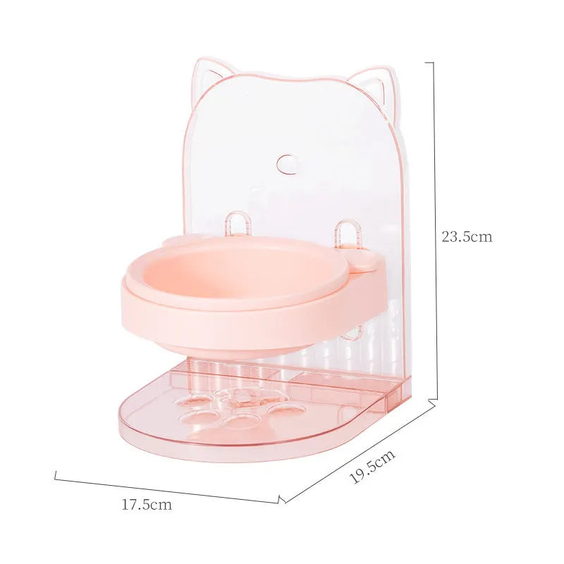 Grey adjustable height cat feeding bowl with anti-spill design and removable cage