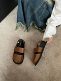 Retro women's closed toe sandals with an adjustable ankle buckle strap in apricot colour.