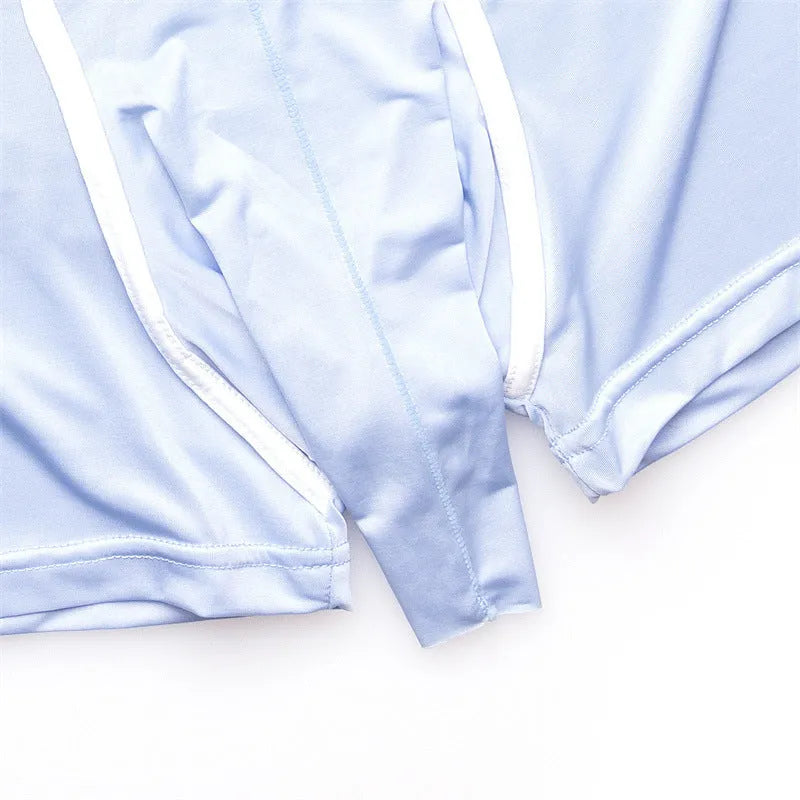 Men's solid colour ice silk boxer shorts showing mid-waist design available in multiple colours
