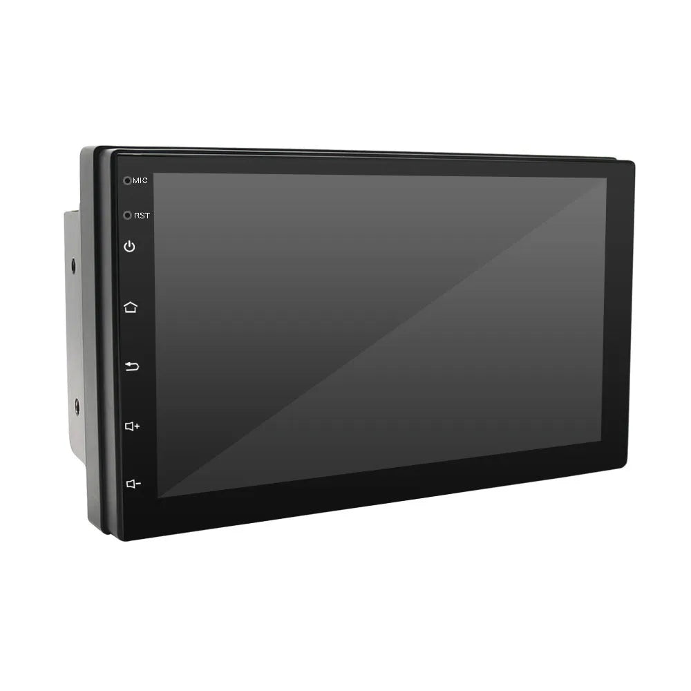 Black universal car navigation system with 7-inch screen showing GPS map display